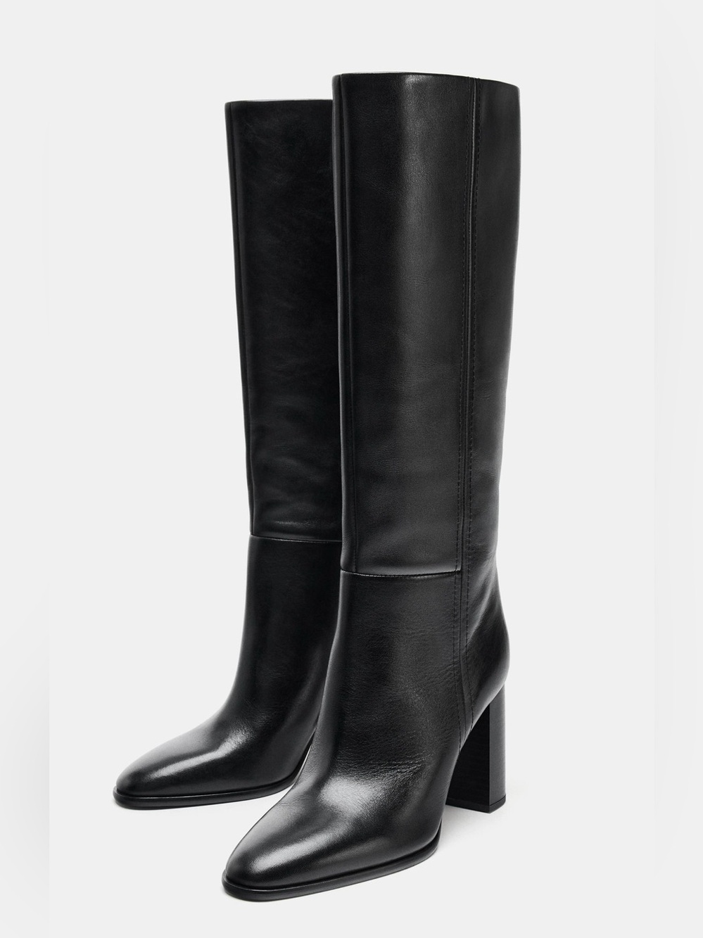 Zara Leather High Heel Knee High Boots
